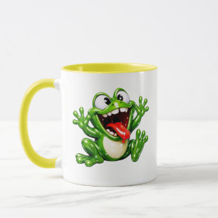 Taza Ilustración de dibujos animados de rana divertida
