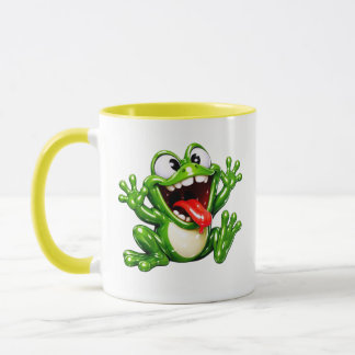 Taza Ilustración de dibujos animados de rana divertida