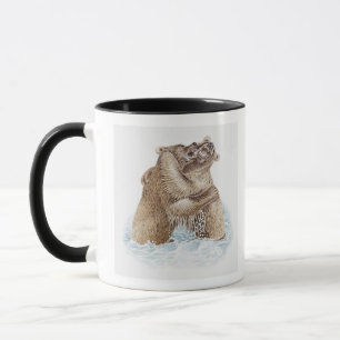 Taza Ilustracion de dos osos de Brown que luchan en