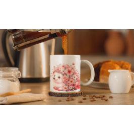 Taza Ilustración de dúo de erizos florales románticos l