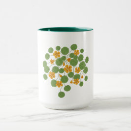 Taza Ilustración de Flor de Nasturcia Vintage Naturalez