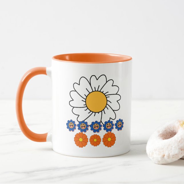Taza Ilustracion de flores (Con donut)