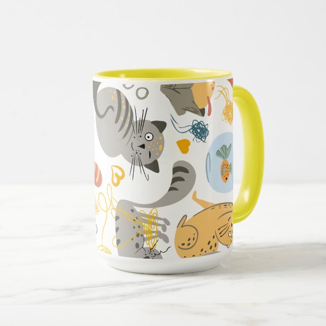 Taza Ilustración de gato Arte (Anverso derecho)