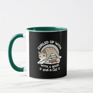 Taza Ilustracion de Gato de Amante de Libros - Curva y