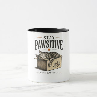 Taza Ilustración de gato lindo mantén positivo
