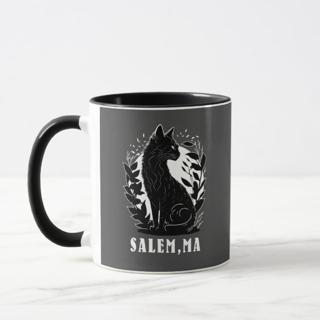 Taza Ilustracion de gato negro | Salem (Izquierda)