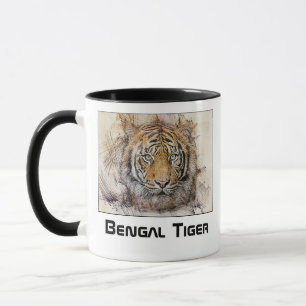 Taza Ilustración de la cabeza de tigre de Bengala