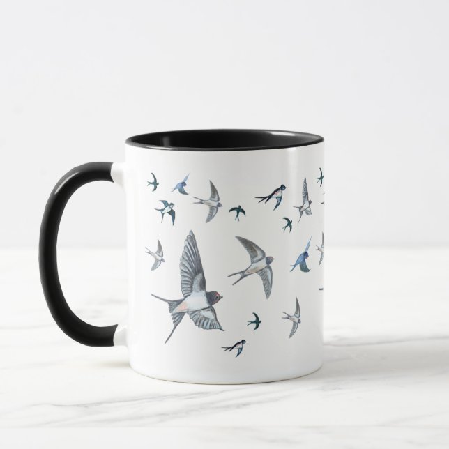 Taza Ilustracion De Las Aves Tragadas Voladoras (Izquierda)