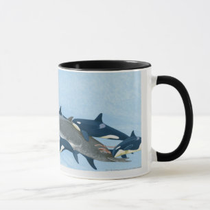 Taza Ilustracion de las orcas que trabajan en un grupo
