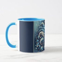 Taza Ilustración de máscara de disfraz de pluma azul
