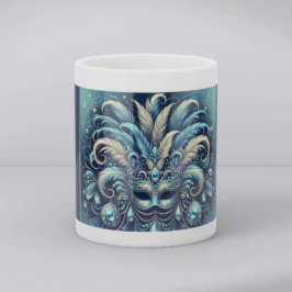 Taza Ilustración de máscara de disfraz de pluma azul