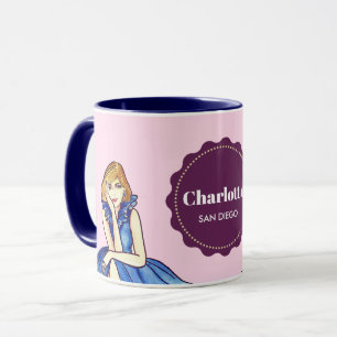 Taza Ilustración de moda de vestido de cóctel azul real