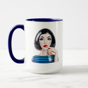 Taza Ilustración de mujer moderna con gesto de mano