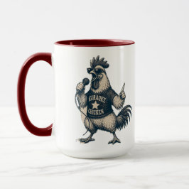 Taza Ilustración de música vintage de gallo cantor dive
