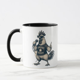 Taza Ilustración de música vintage de gallo cantor dive