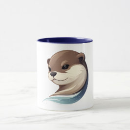 Taza Ilustración de nutria juguetona