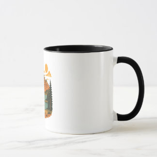 Taza Ilustración de paisaje montañoso vintage