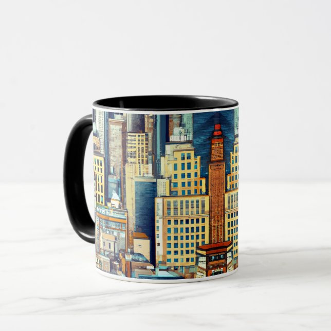 Taza Ilustracion de paisajes urbanos de Nueva York (Anverso izquierdo)