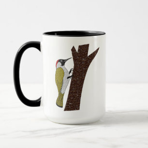 Taza Ilustracion de pájaros carpinteros verdes