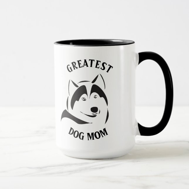 Taza Ilustracion de perro negro de la madre del perro m (Derecha)
