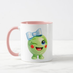 Taza Ilustración de personaje verde lindo