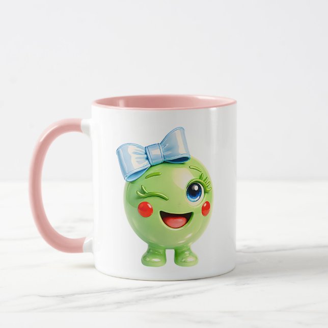 Taza Ilustración de personaje verde lindo (Izquierda)