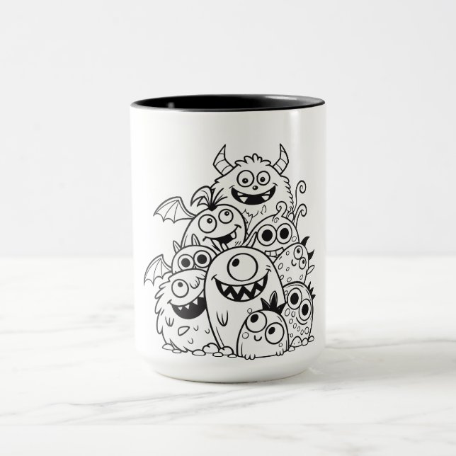 Taza Ilustracion de personajes monstruosos de personali (Centro)