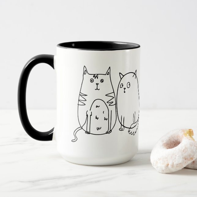 Taza Ilustracion de Personalizado de arte de la línea d (Con donut)