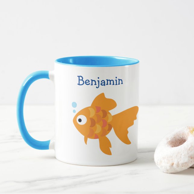 Taza Ilustracion de pescado de oro (Con donut)