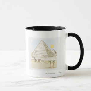 Taza Ilustracion de pirámides y de hombres con los