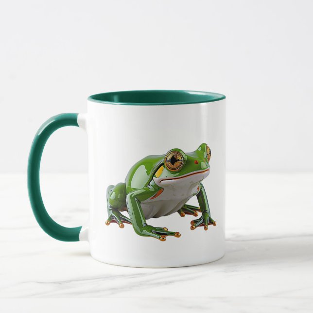 Taza Ilustración de rana verde linda (Izquierda)