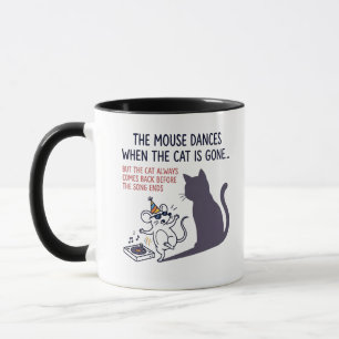 Taza Ilustración de Ratón Bailarín y Tocadiscos Humor