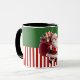 Taza Ilustración de Santa Claus llevando una bolsa de r