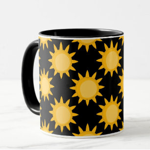 Taza Ilustración de sol brillante sobre diseño de patró