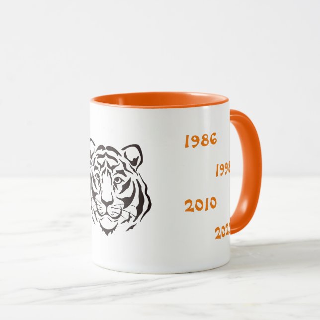 Taza Ilustracion de tigres de años chinos blanco negro (Anverso derecho)