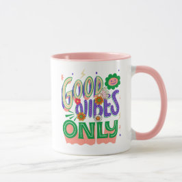 Taza Ilustración de tipografía de buenas vibras