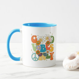 Taza Ilustración de tipografía de buenas vibras