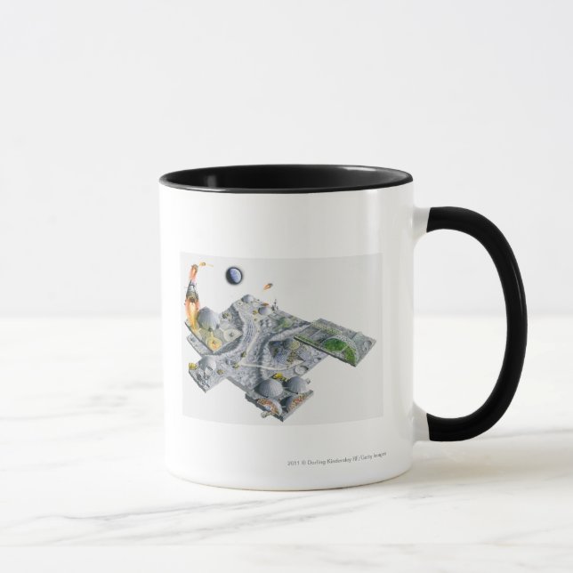 Taza Ilustracion de una base futurista en la luna (Derecha)