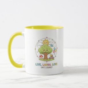 Taza Ilustración de Vive Ríe Ama - Feliz Viaje por la N