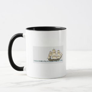 Taza Ilustracion del buque de guerra de los fin del