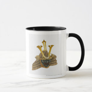 Taza Ilustracion del casco del siglo XVI del samurai