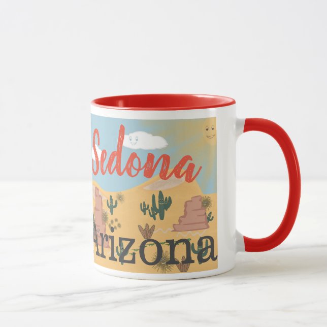 Taza Ilustracion del desierto de Sedona Arizona (Derecha)