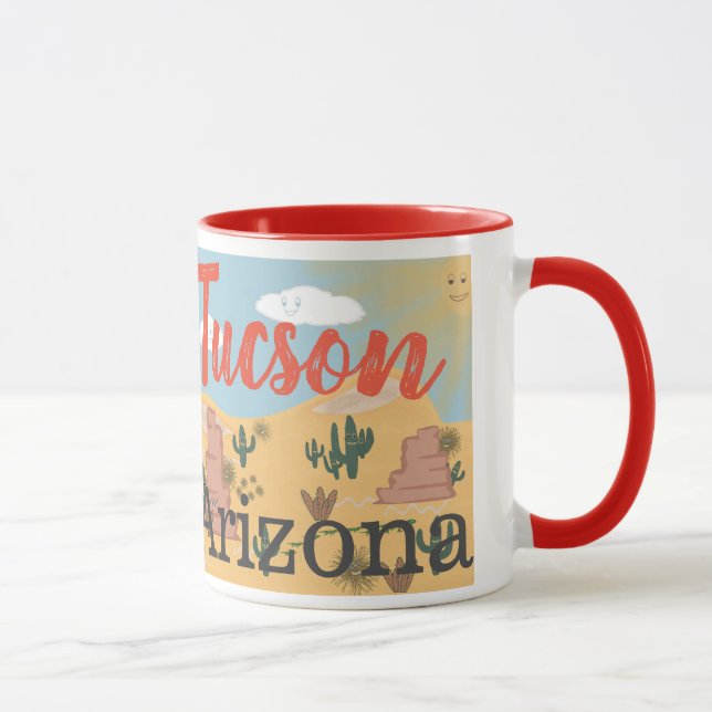 Taza Ilustracion del desierto de Tucson Arizona (Derecha)