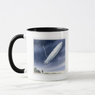 Taza Ilustracion del dirigible que es pegado por el