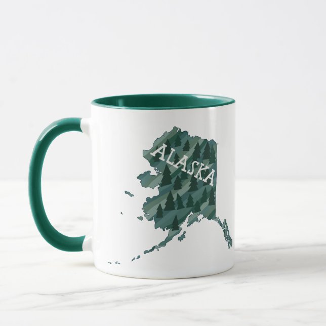 Taza Ilustracion del Mapa Estatal de Alaska (Izquierda)