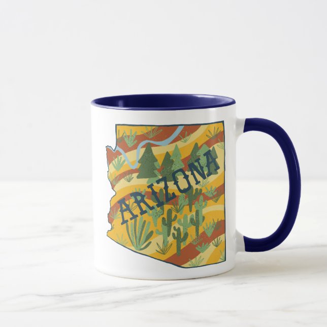 Taza Ilustracion del mapa estatal de Arizona (Derecha)
