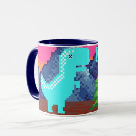 Taza Ilustración divertida de dinosaurio pixelado para 