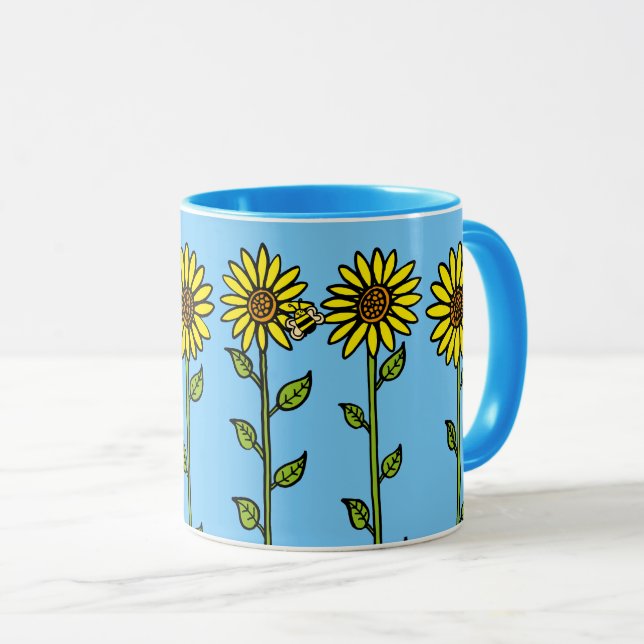 Taza Ilustracion dulce girasoles y abejorros (Anverso derecho)