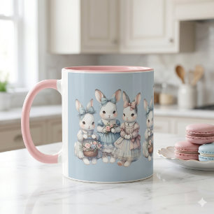 Taza Ilustración en Acuarela de las Hermanas Conejo de