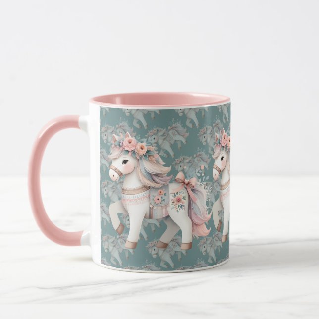 Taza Ilustracion Floral Pastel Horse Fantasy (Izquierda)